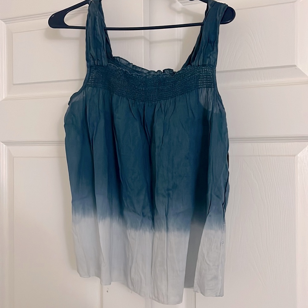 NWOT Blue Cotton Tie Dye Top